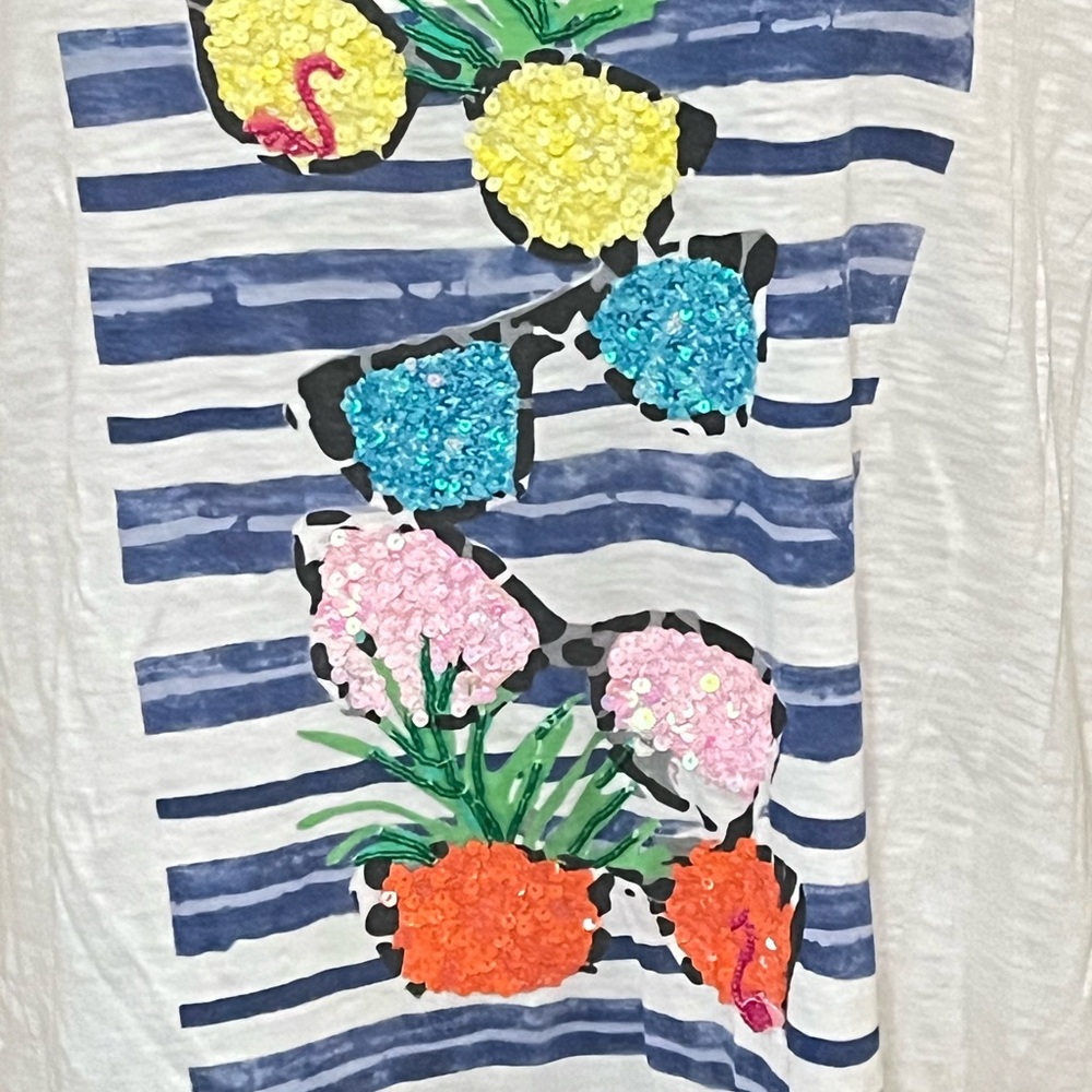 Talbots 2xp Sequined Pineapple Striped Background… - image 4